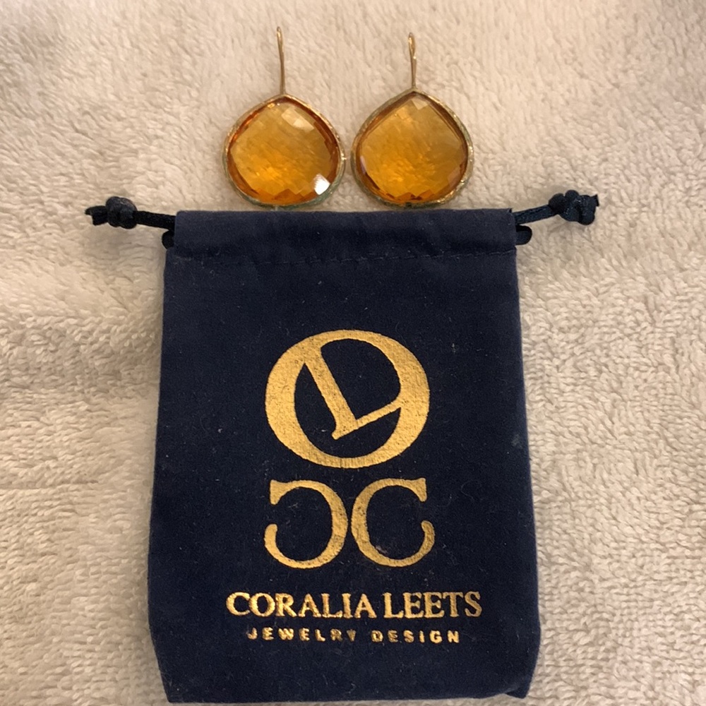 CORALIA LEETS FACETED CITRINE COLORED EARRINGS